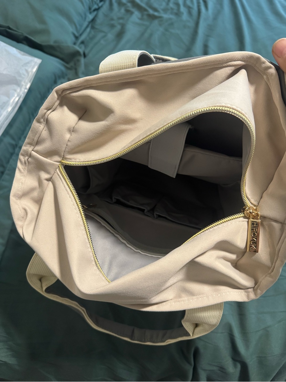 Two-Tone Gray & Cream Backpack Diaper Bag - Picture 11 of 14